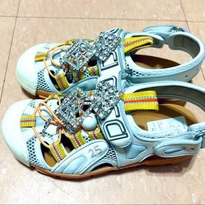 Gucci Mesh Fabric Tinsel Sport Sandals